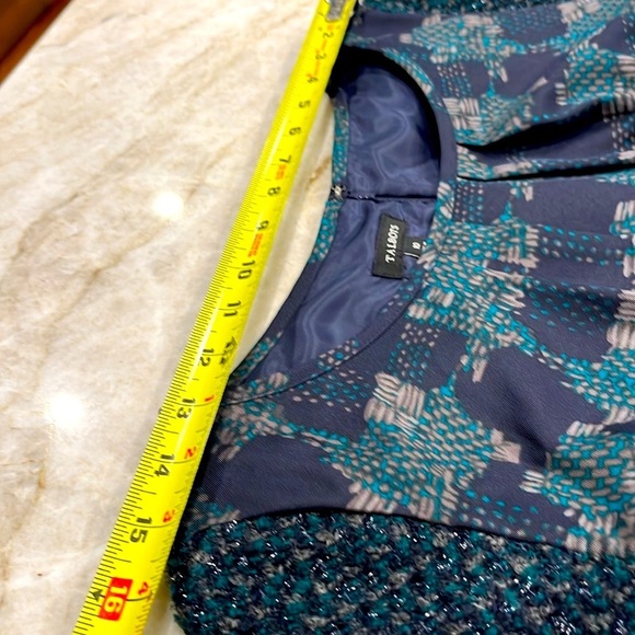 Talbots | Mixed Media Midi Sheath Dress | Green Navy Multi | Size‎ 10 - Picture 8 of 16